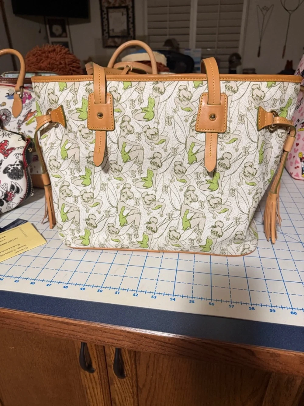 Dooney & Bourke Green Floral Print Tote with Tan Trim - Picture 4 of 4